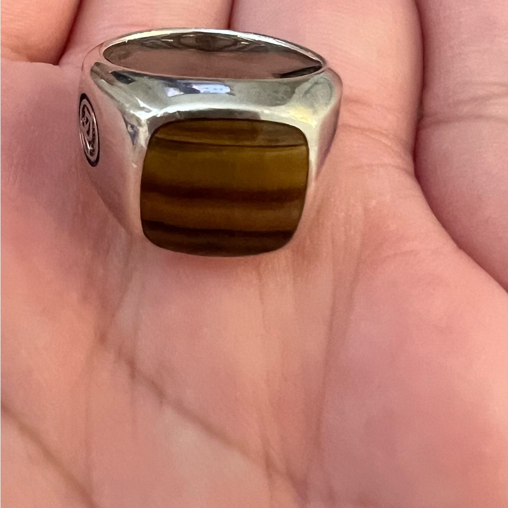 Silver and Brown Men's Ring